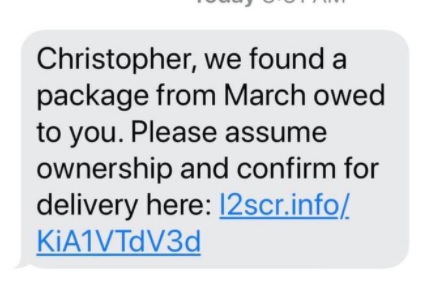 Unclaimed Package Scam – Cyn Mackley